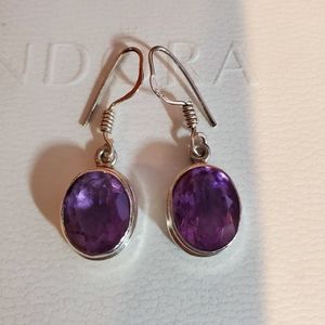 Amethyst Sterling silver dangle earrings